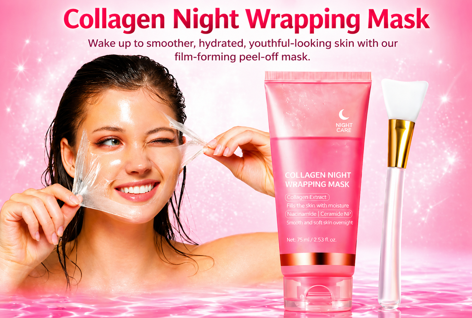Collagen Night Wrapping Mask Overnight Peel Off Hydrating Face Mask 75ml