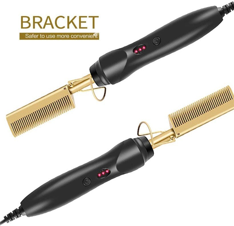 Electric Hot Comb Hair Straightener with Adjustable Heat