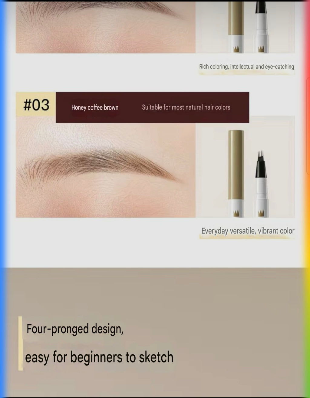 3PCS 4 Point Microblading Eyebrow Pen Waterproof Hair Stroke Brow Pencil