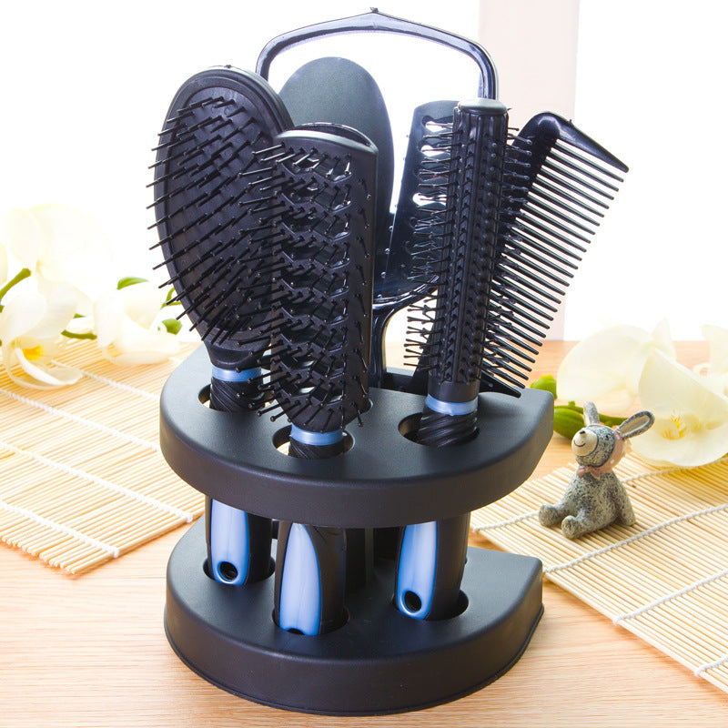 5-Piece Hair Brush Set with Mirror & Storage Stand