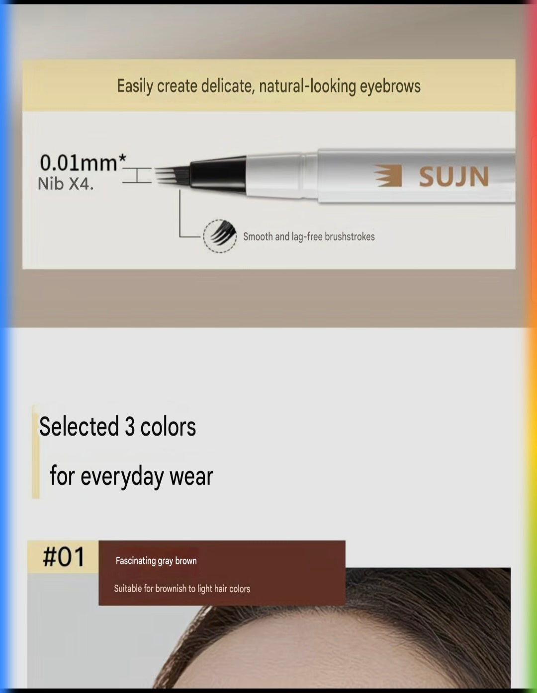 3PCS 4 Point Microblading Eyebrow Pen Waterproof Hair Stroke Brow Pencil