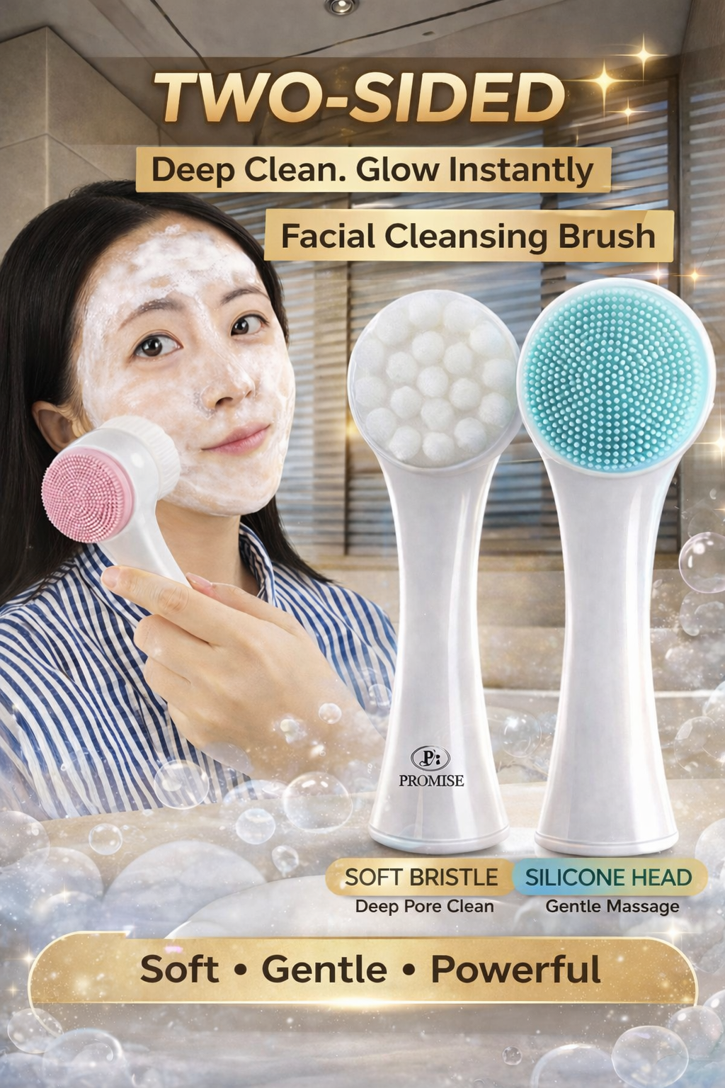 2-in-1 Facial Cleansing Brush for Deep Clean & Gentle Face Massage