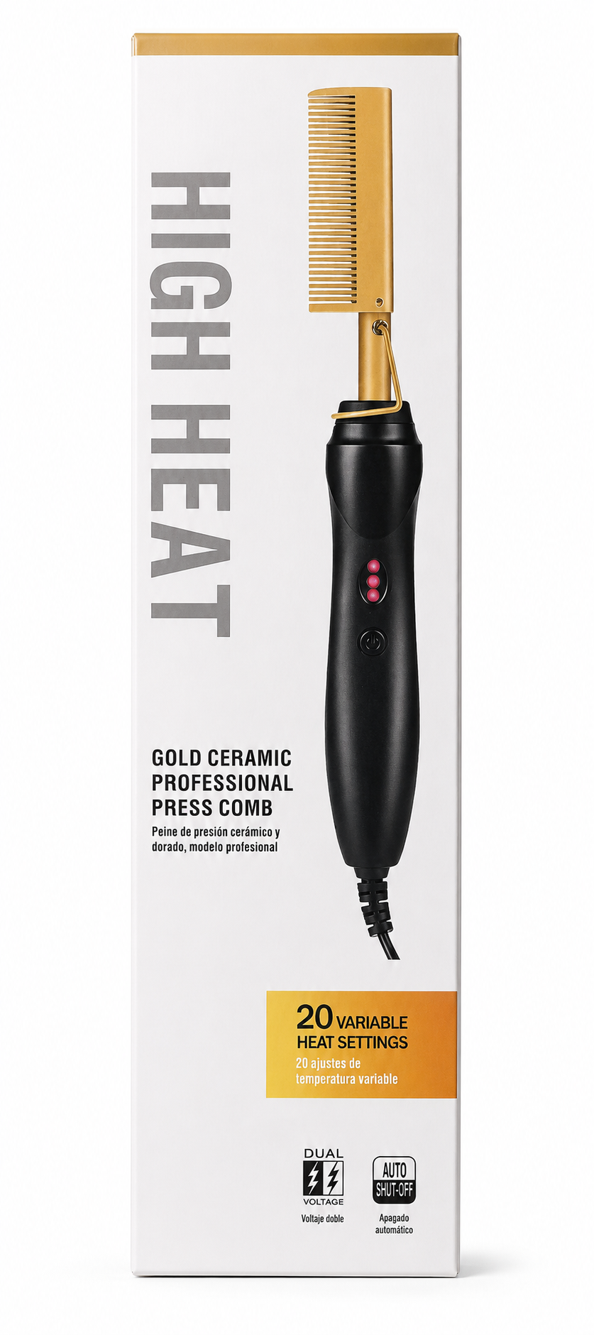 Gold Ceramic Professional Hot Comb Hair Straightener Fast Heat-Up Electric Press Comb