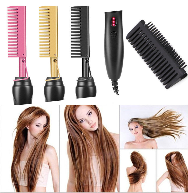 Electric Hot Comb Hair Straightener with Adjustable Heat