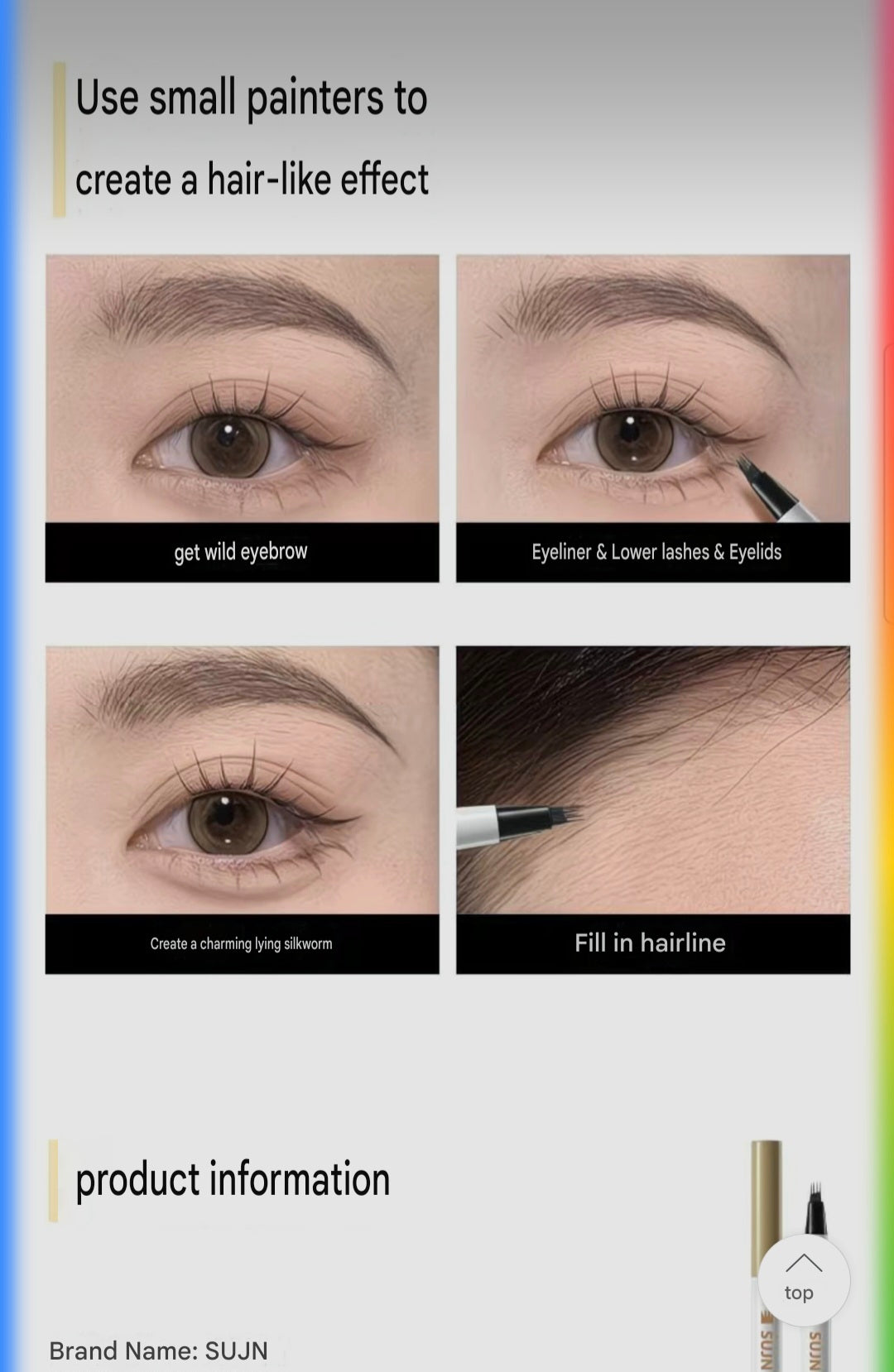 3PCS 4 Point Microblading Eyebrow Pen Waterproof Hair Stroke Brow Pencil