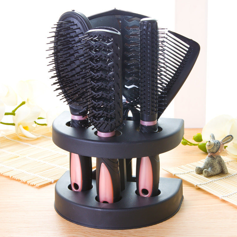 5-Piece Hair Brush Set with Mirror & Storage Stand