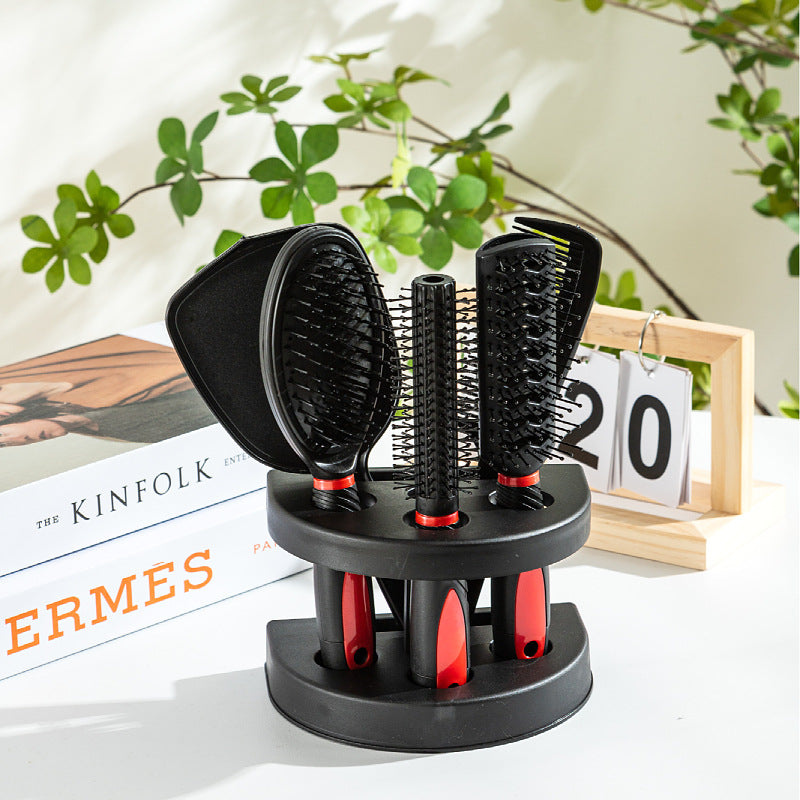 5-Piece Hair Brush Set with Mirror & Storage Stand