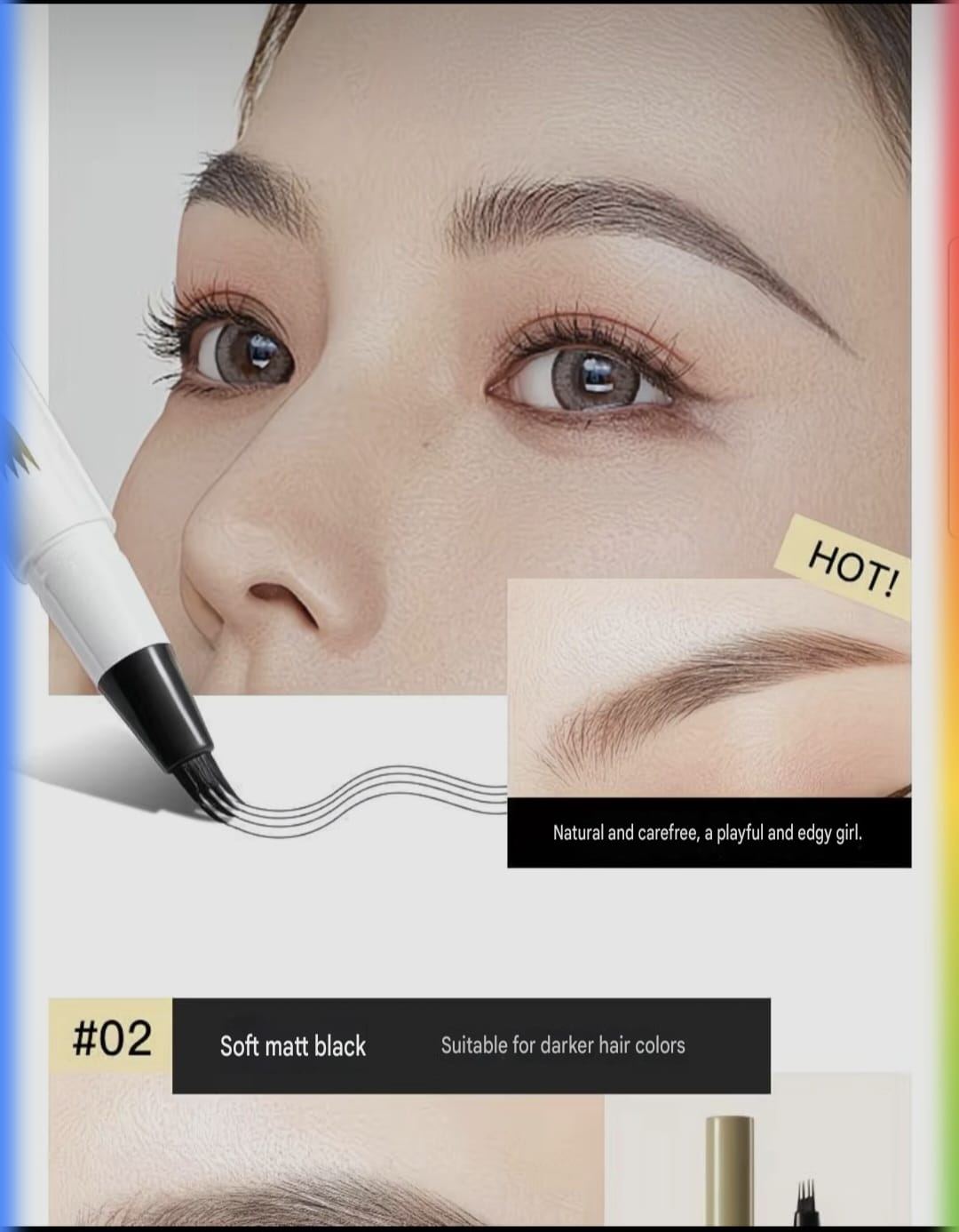 3PCS 4 Point Microblading Eyebrow Pen Waterproof Hair Stroke Brow Pencil
