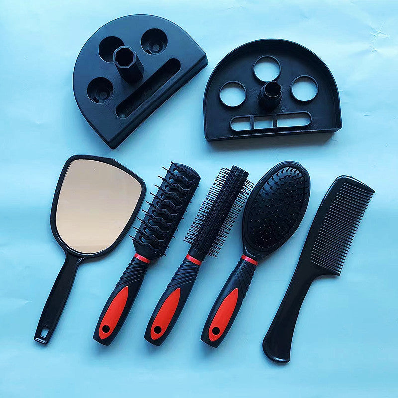 5-Piece Hair Brush Set with Mirror & Storage Stand