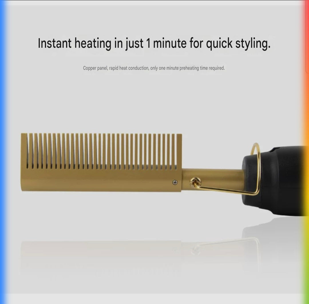 Electric Hot Comb Hair Straightener with Adjustable Heat