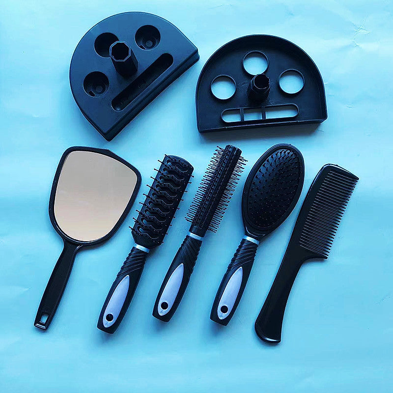5-Piece Hair Brush Set with Mirror & Storage Stand