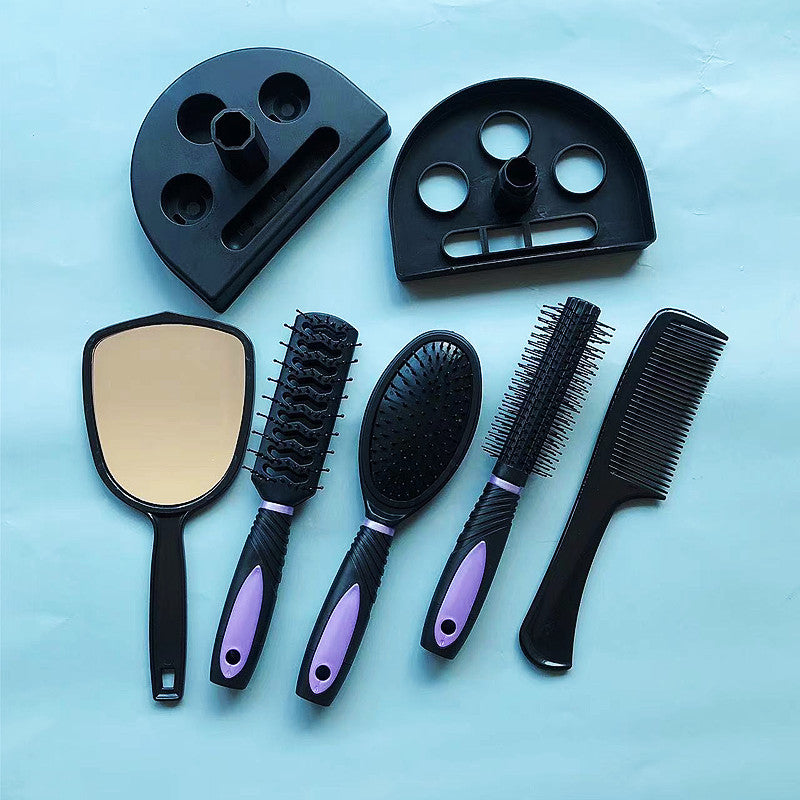 5-Piece Hair Brush Set with Mirror & Storage Stand