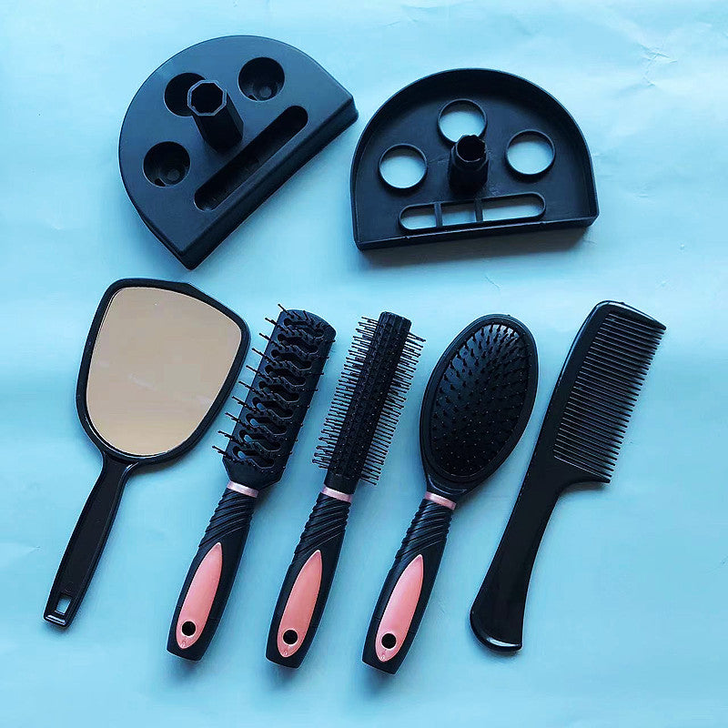 5-Piece Hair Brush Set with Mirror & Storage Stand