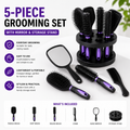 5-Piece Hair Brush Set with Mirror & Storage Stand