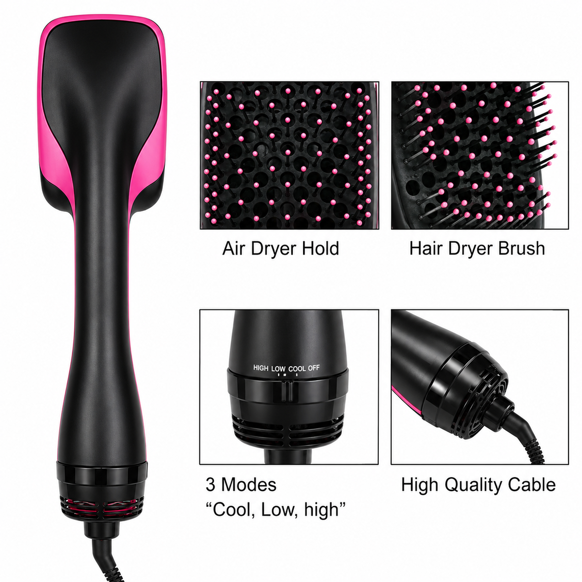 Multifunctional Hot Air Brush Hair Dryer & Straightener Ceramic Hair Styling Comb UK Seller