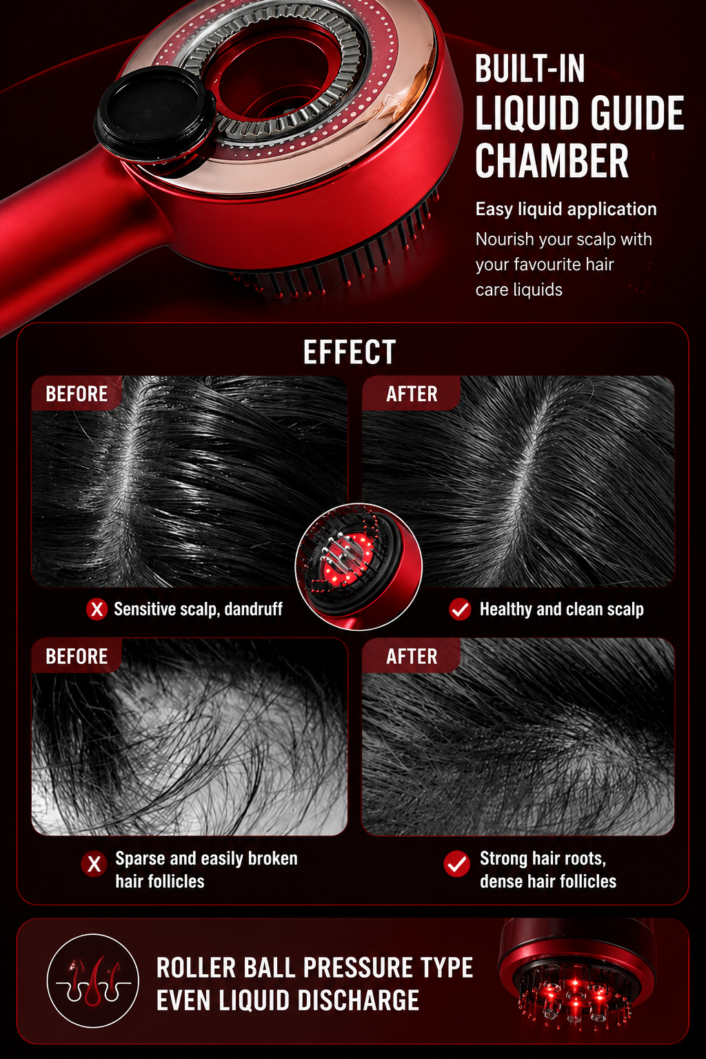 Electric Scalp Massage Comb Hair Growth Red Light Therapy Brush