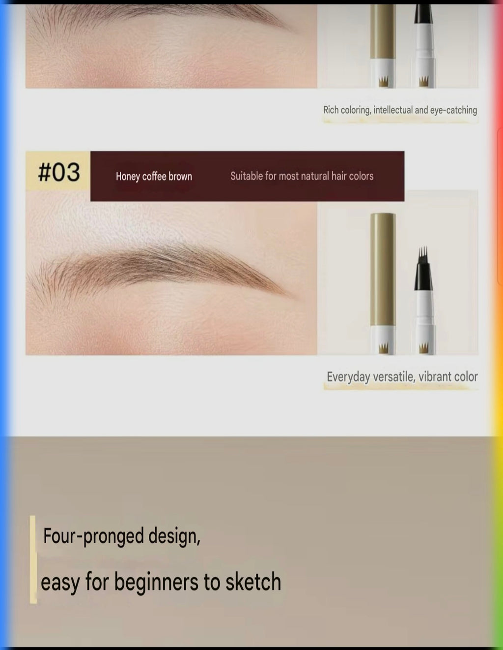 3PCS 4 Point Microblading Eyebrow Pen Waterproof Hair Stroke Brow Pencil